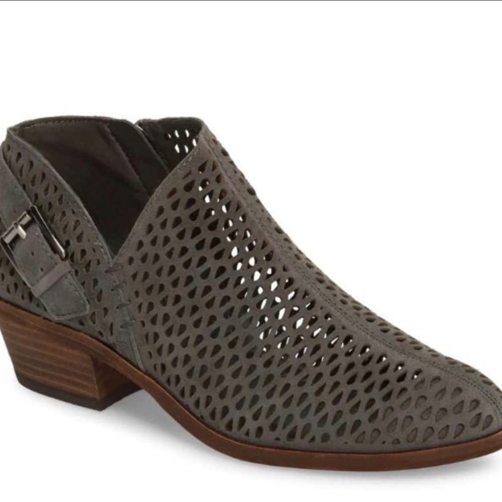 Vince Camuto gray suede ankle boots.